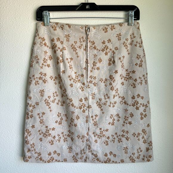 AMERICAN Vtg 90s High Waist Gray Beige Floral Mini Skirt Fairy Womens Medium - Picture 2 of 5
